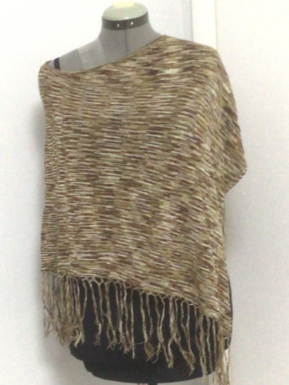Cable&Gauge Silk/Cotton Fabric Fringe Cape/Poncho